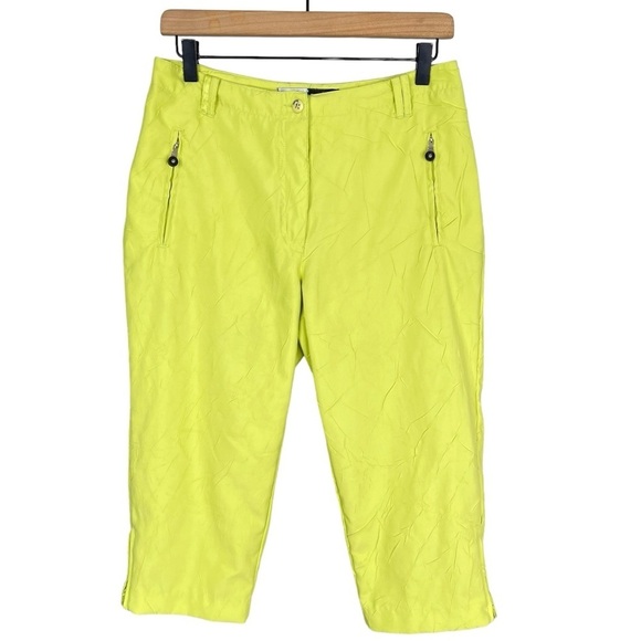 Jamie Sadock Capri 6 Golf Textured Airwear Cropped Pant Lightweight Stretch Lime - Picture 1 of 10